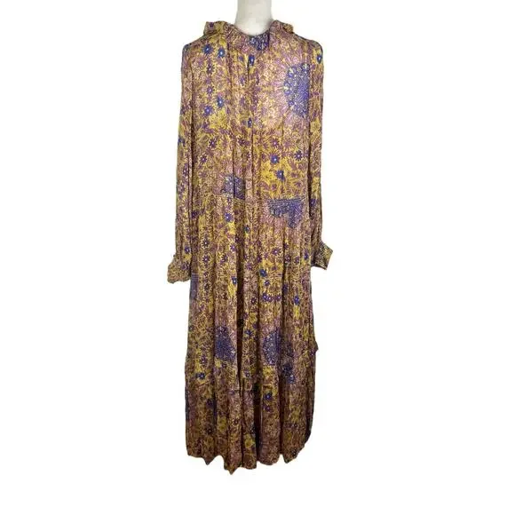 Anthropologie The Marais Printed Chiffon Maxi Dress Ruffle Tiered Plus Size 2X - Picture 6 of 10
